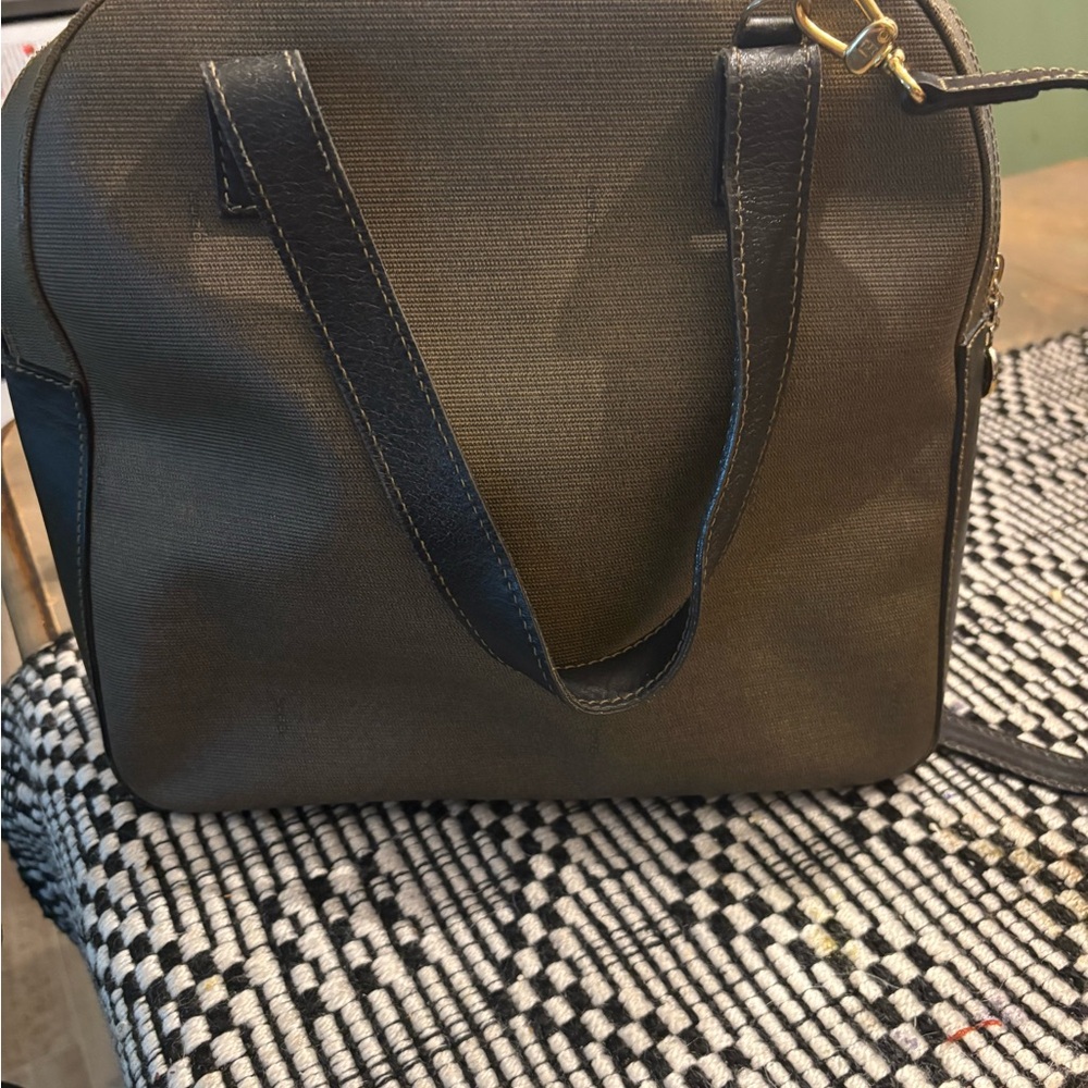 Fendi Olive Green Crossbody Bag with Black Trim
